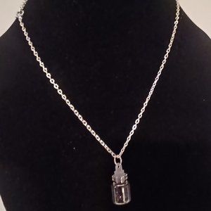 Silver Tone Necklace With Graphite Vial Pendant